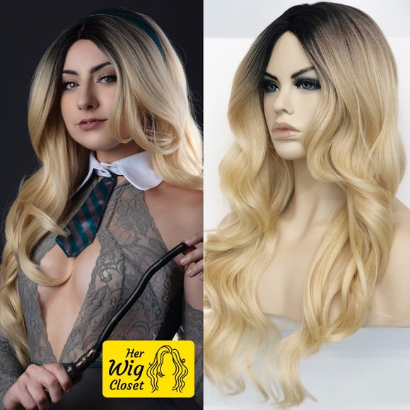 Her Wig Closet Accessories - 30" Side Part Golden Blonde Wavy Wig | Ariana